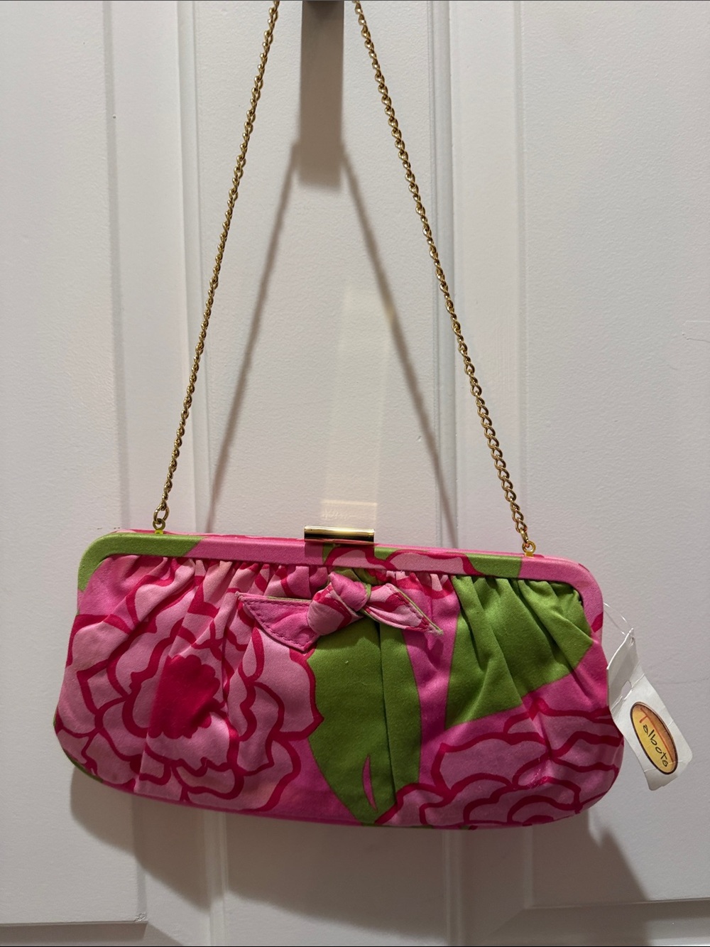 Pink & Green TALBOTS Floral Clutch Bag with Chain Strap